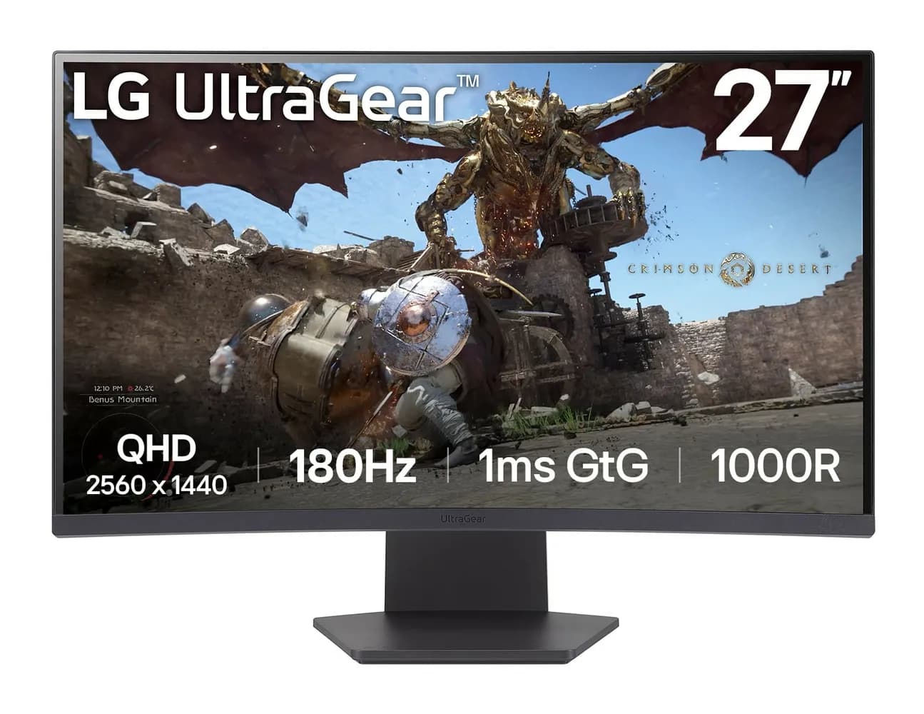 LG UltraGear 27GS60QC-B 27"" QHD, VA, 180Hz, HDR10 -kaareva pelinäyttö