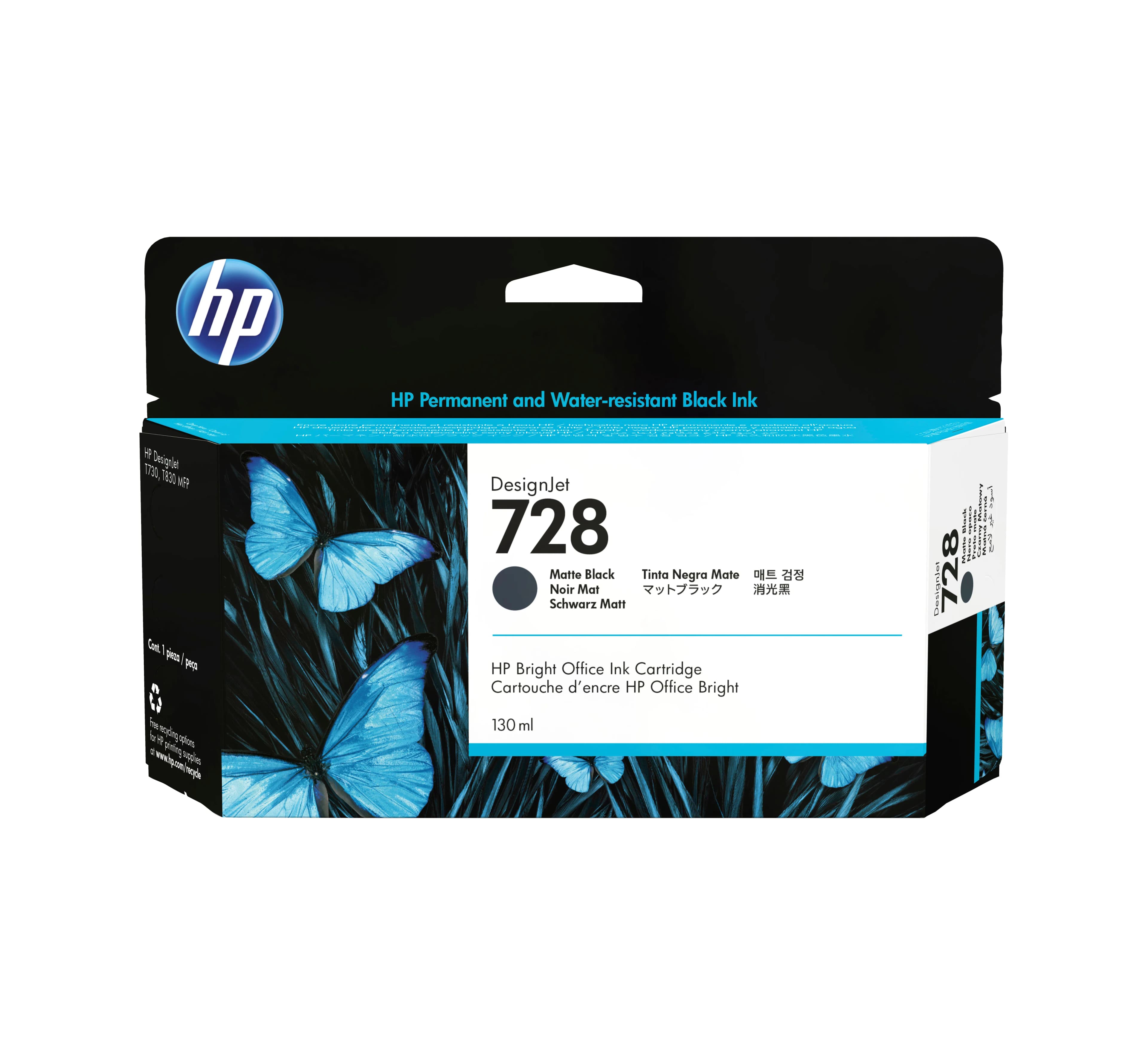 HP 728-mustekasetti, 130 ml, mattamusta