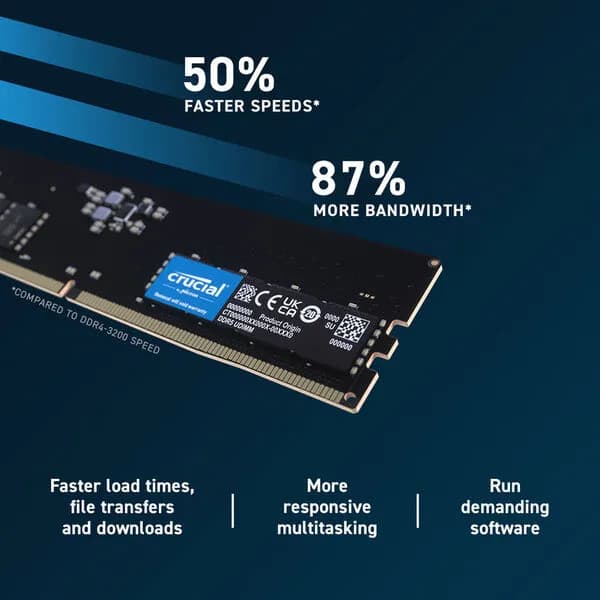 Crucial 16 Gt (1 x 16 Gt) DDR5 4800 MHz, CL40 -muisti (XMP)