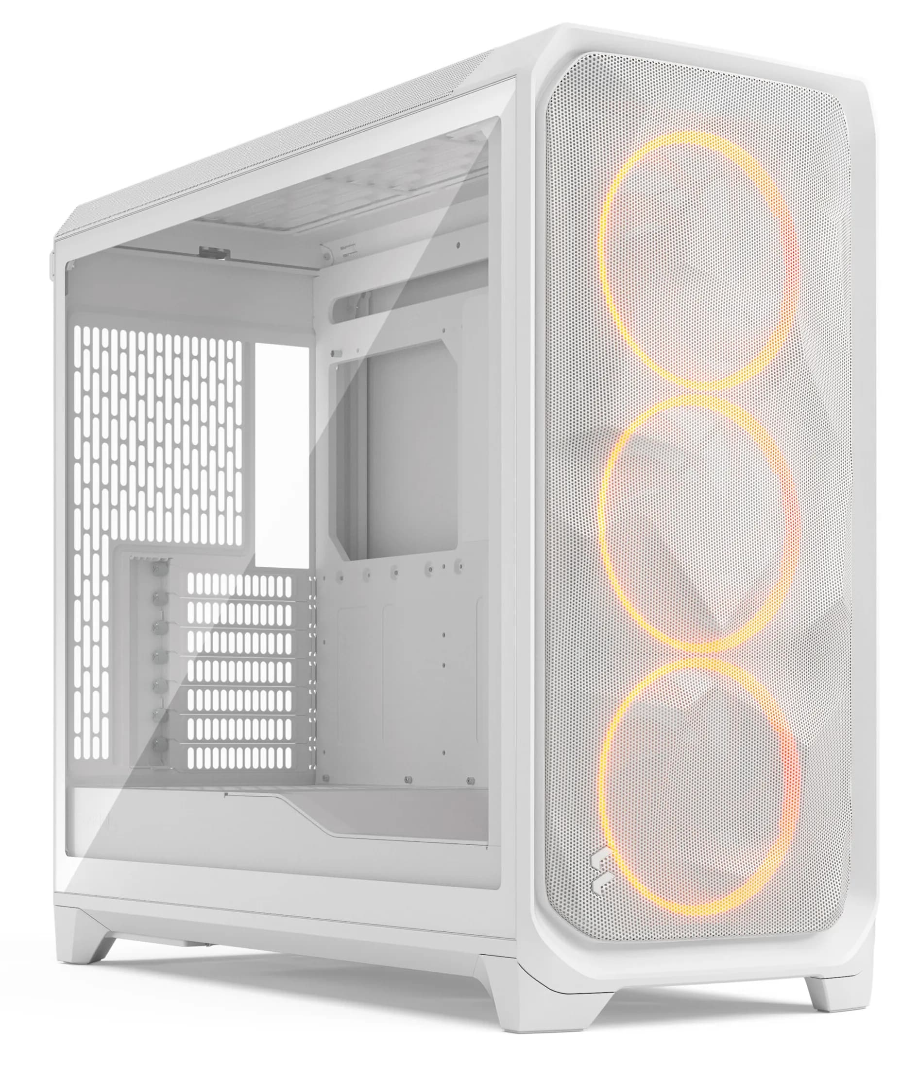 Fractal Design Meshify 3 XL -täystornikotelo RGB-valaistuksella ja läpinäkyvällä ikkunalla, valkoinen