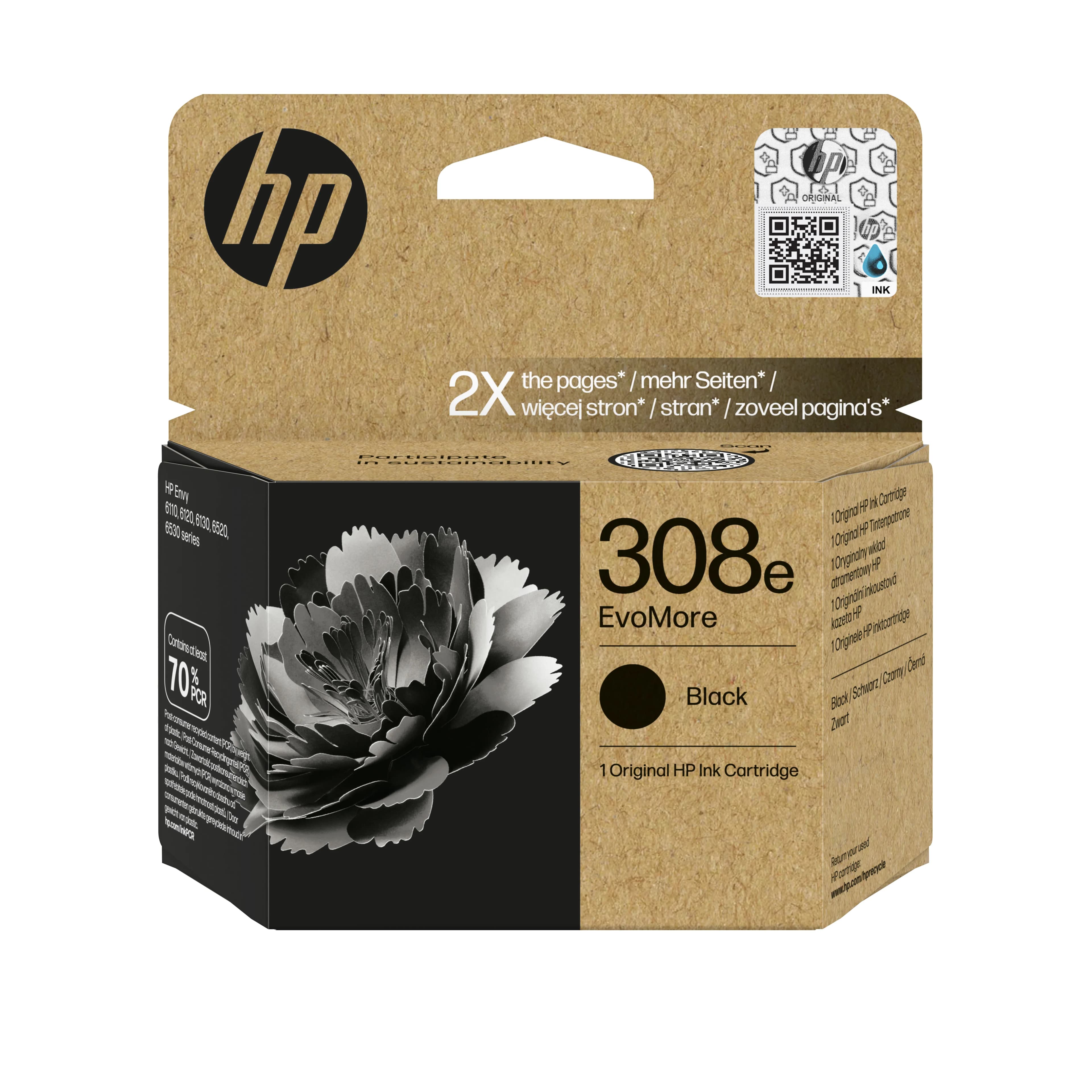 HP 308e EvoMore -mustekasetti, musta