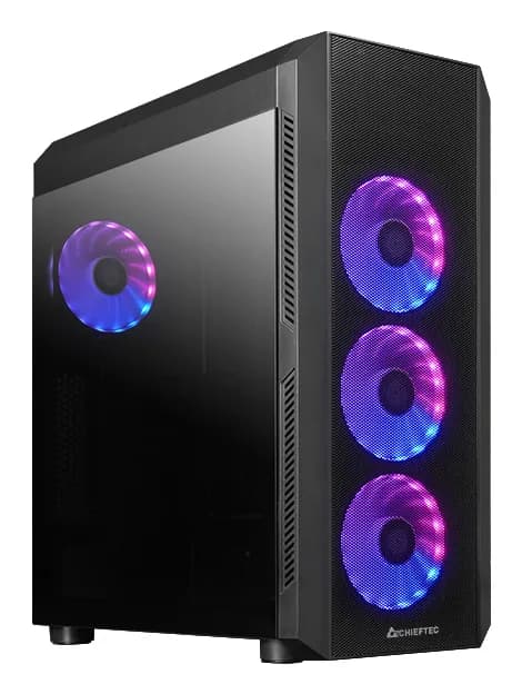 CHIEFTEC Scorpion 4 GL-04B-UC-OP -miditornikotelo ikkunalla ja RGB-valaistuksella, musta