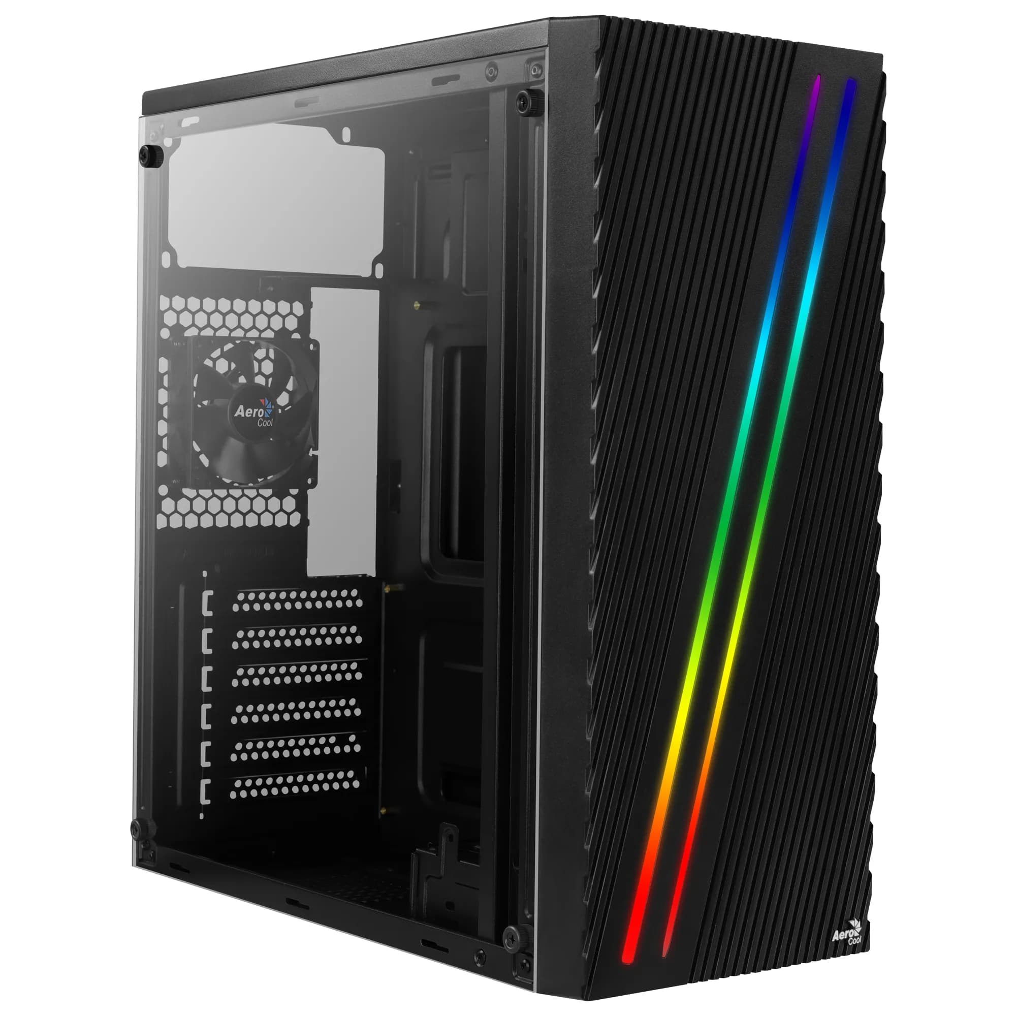 Aerocool Streak -miditornikotelo RGB-valaistuksella, musta