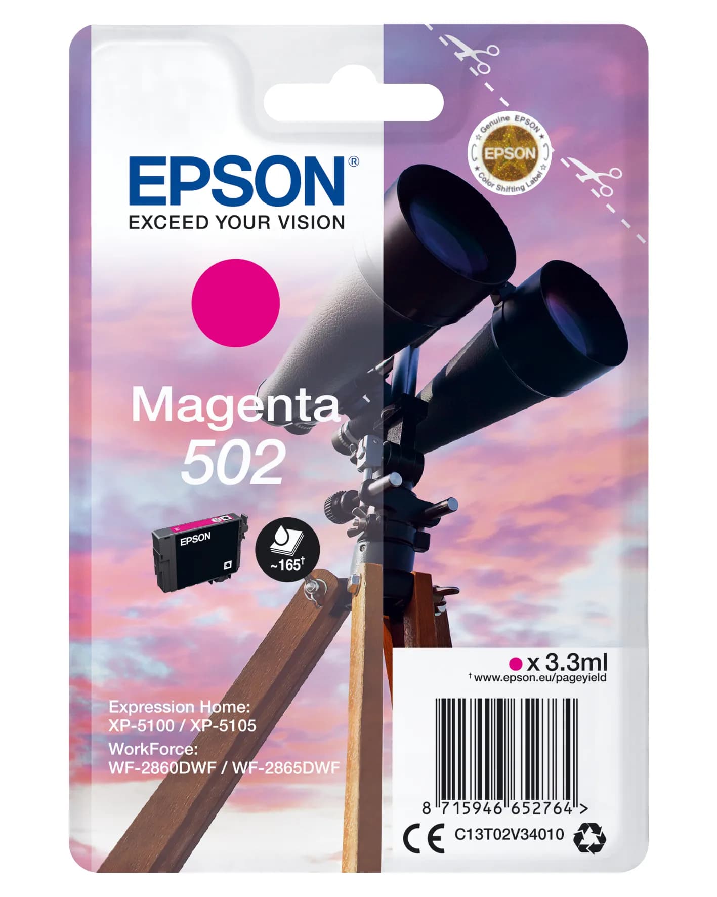 Epson 502 -mustekasetti, 3.3 ml, magenta
