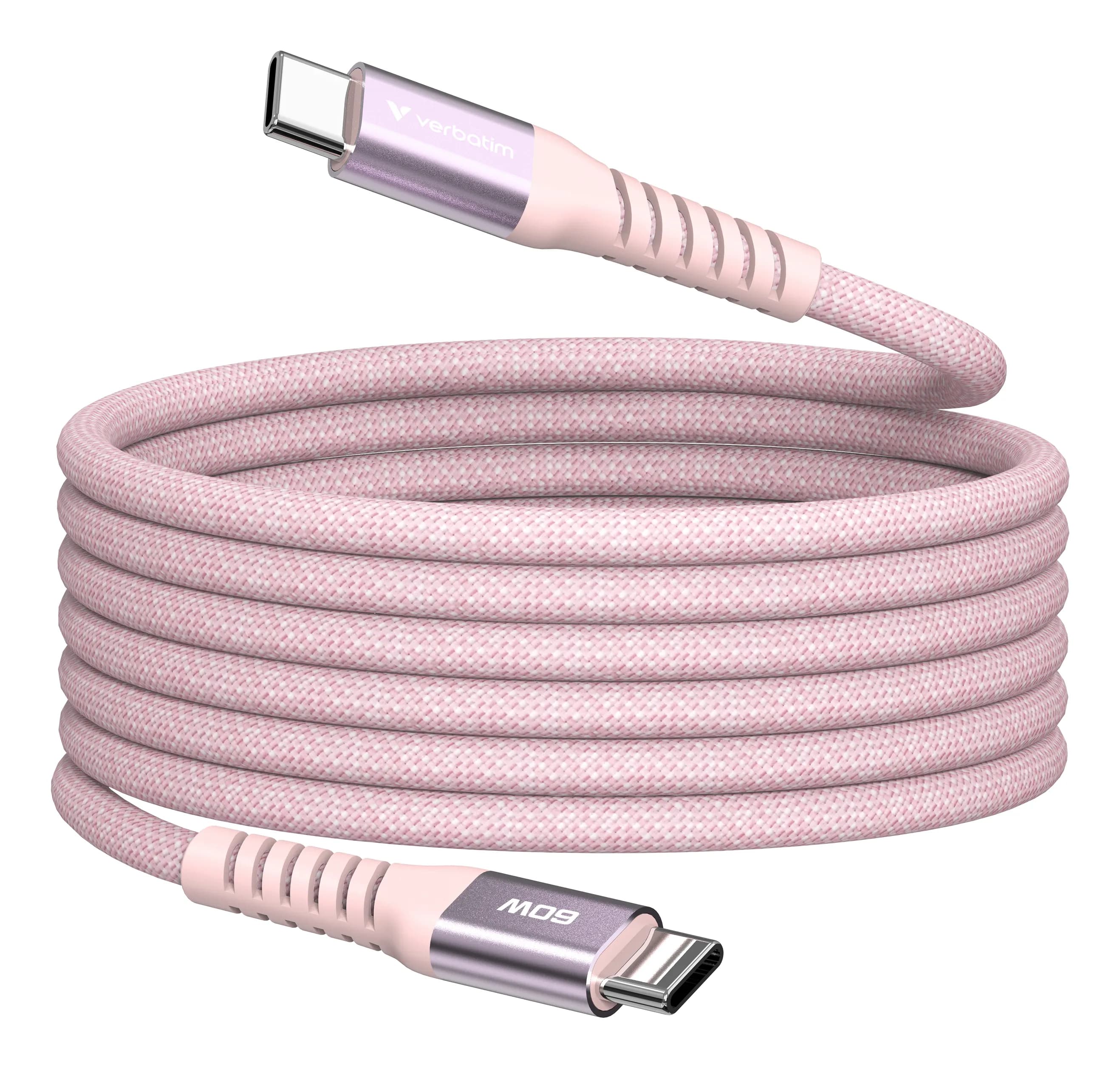 Verbatim 31853 Sync & Charge Magnetic USB-C -kaapeli, 60 W, 1,2 m, vaaleanpunainen