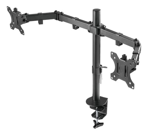 DELTACO GAM-040 -pöytäteline kahdelle näytölle 13-32"", mekaanisella jousella, 16 kg, musta