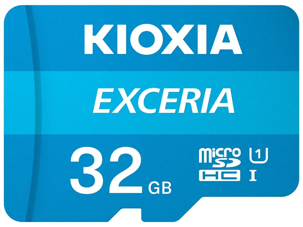 KIOXIA Exceria 32 Gt MicroSDHC UHS-I U1 Class 10 -muistikortti + SD-adapteri, sininen