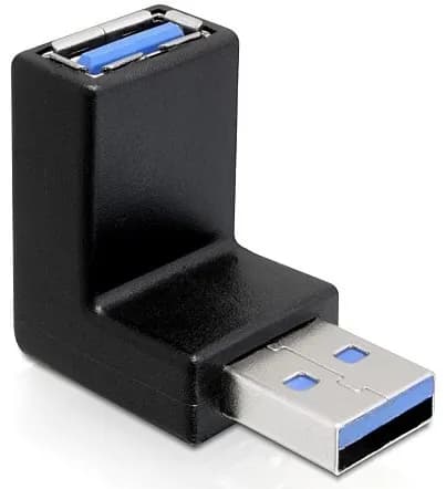 DE-LOCK Vinklad USB 3.0 Adapter, hane till hona, 270 grader, USB 3.0,