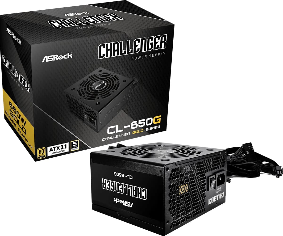 ASRock Challenger CL-650G 650W -virtalähde, 80 Plus Gold