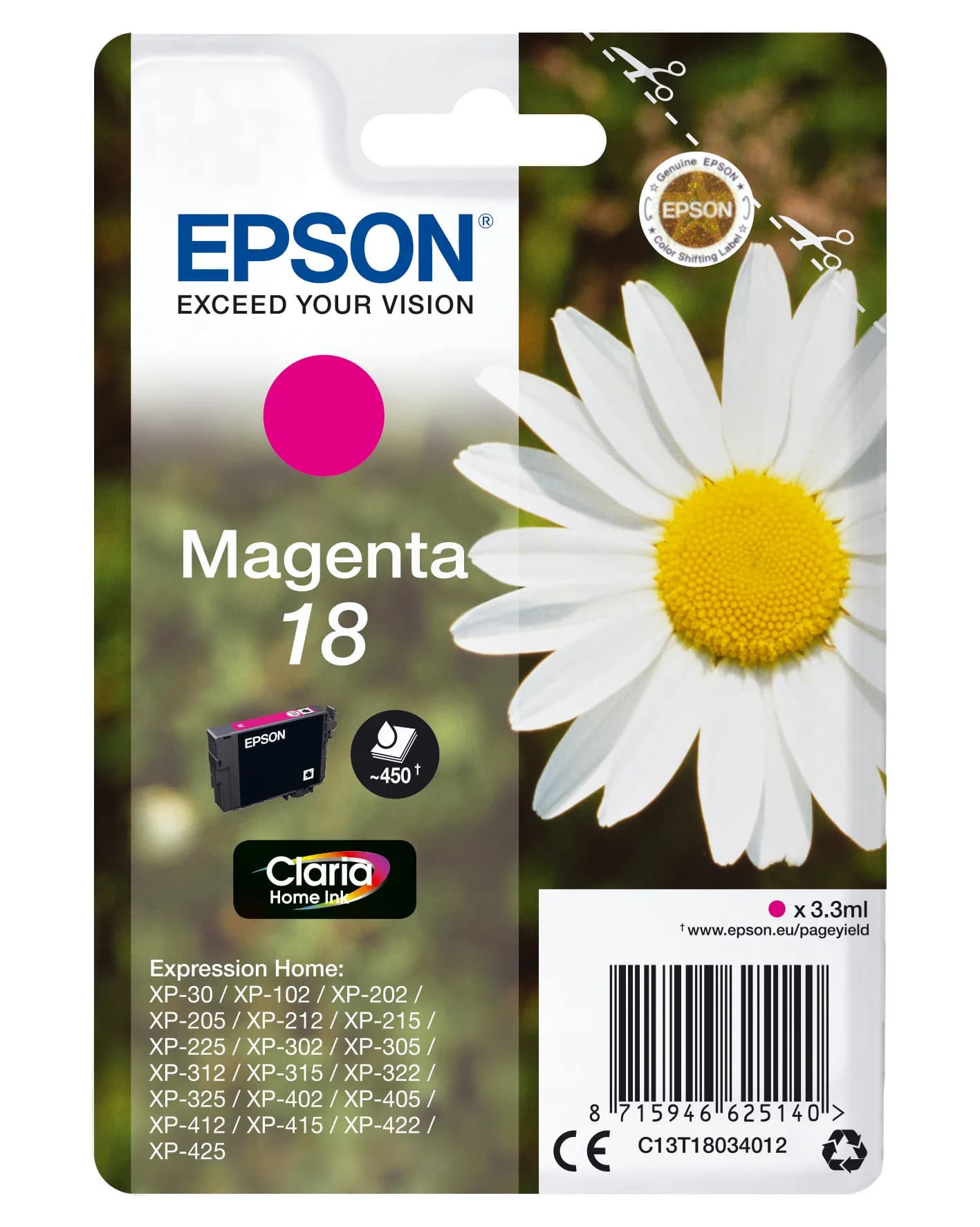 Epson 18 -mustekasetti, 3.3 ml, magenta
