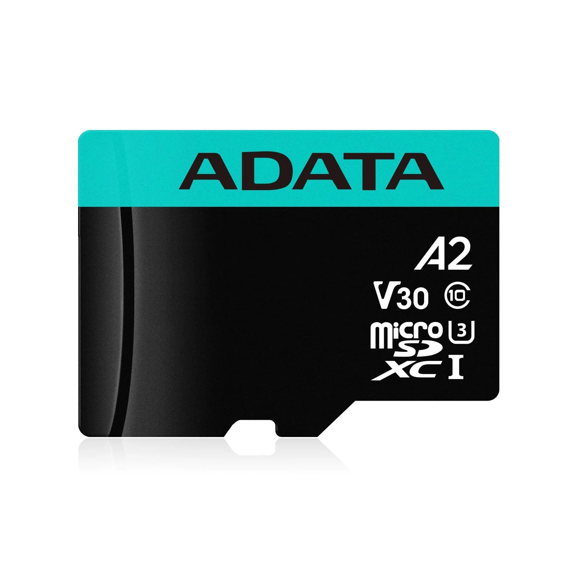 A-DATA Premier Pro 128 Gt MicroSDXC UHS-I U3 V30 A2 -muistikortti + SD-adapteri, musta, sininen