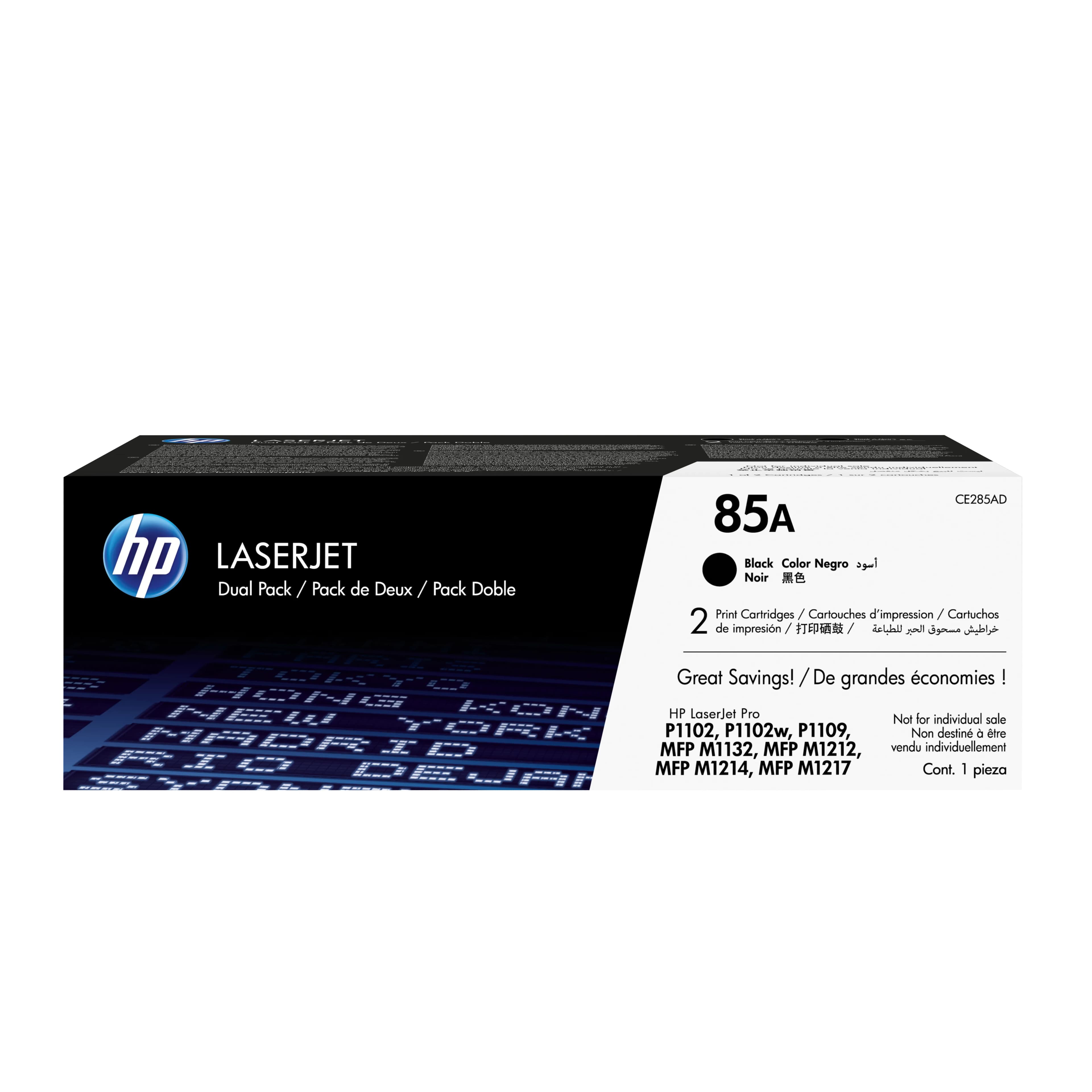 HP 85A CE285AD -laservärikasettipakkaus, musta, 2 kpl