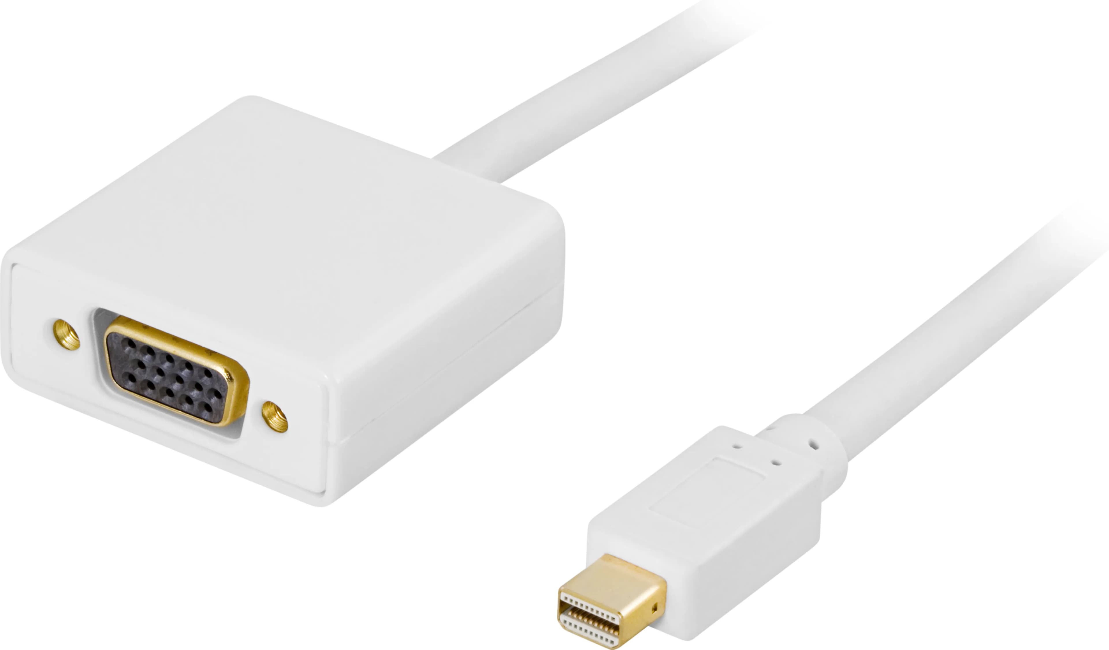 Deltaco Mini DisplayPort – VGA -adapterikaapeli, 1 m, valkoinen