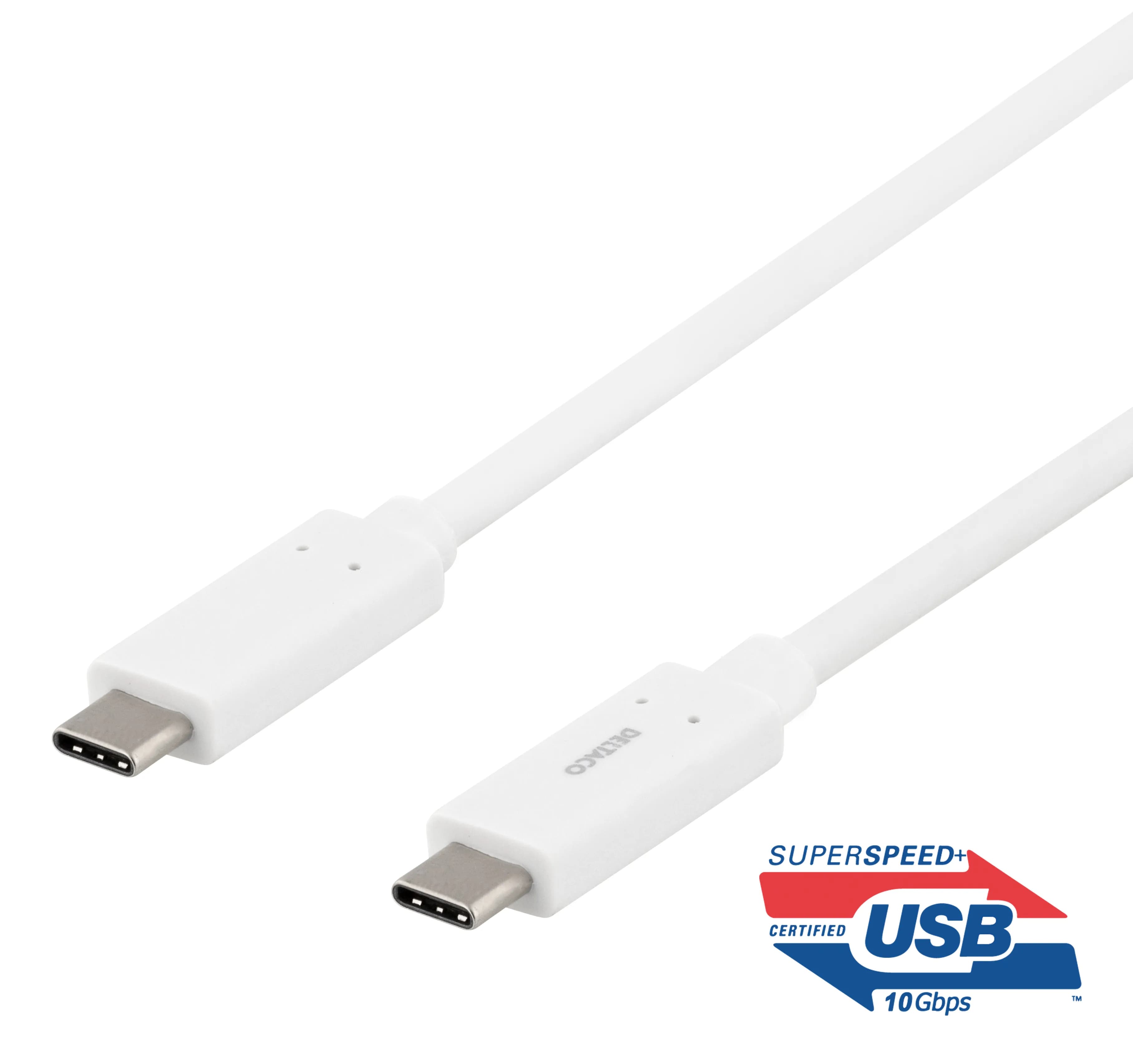 Deltaco USBC-1126M USB-C -kaapeli, 60 W, 0,5 m, valkoinen