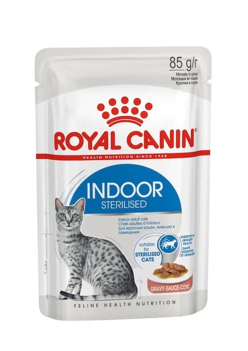 Royal Canin Indoor Sterilised in Gravy, Kissan märkäruoka, Adult, 12 x 85 g