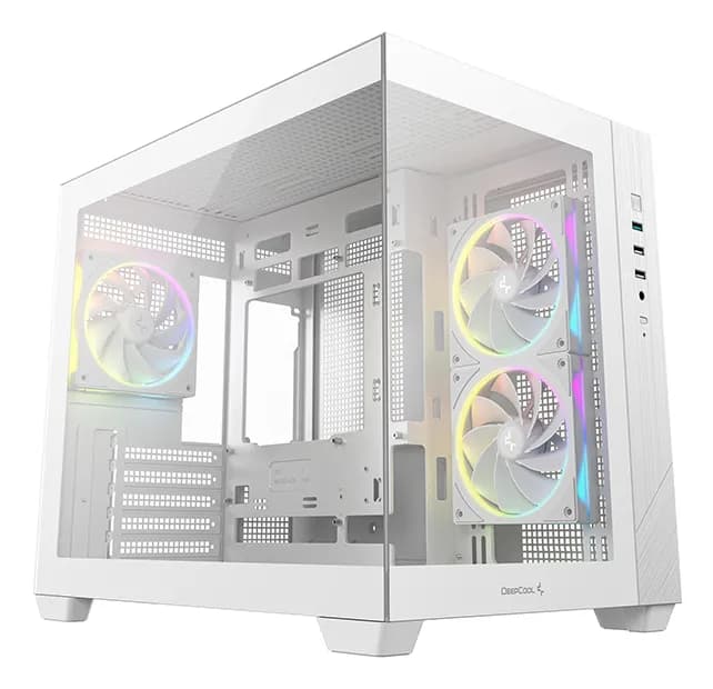 DeepCool CG330 3F -micro-ATX-kotelo ikkunalla ja RGB-valaistuksella, valkoinen