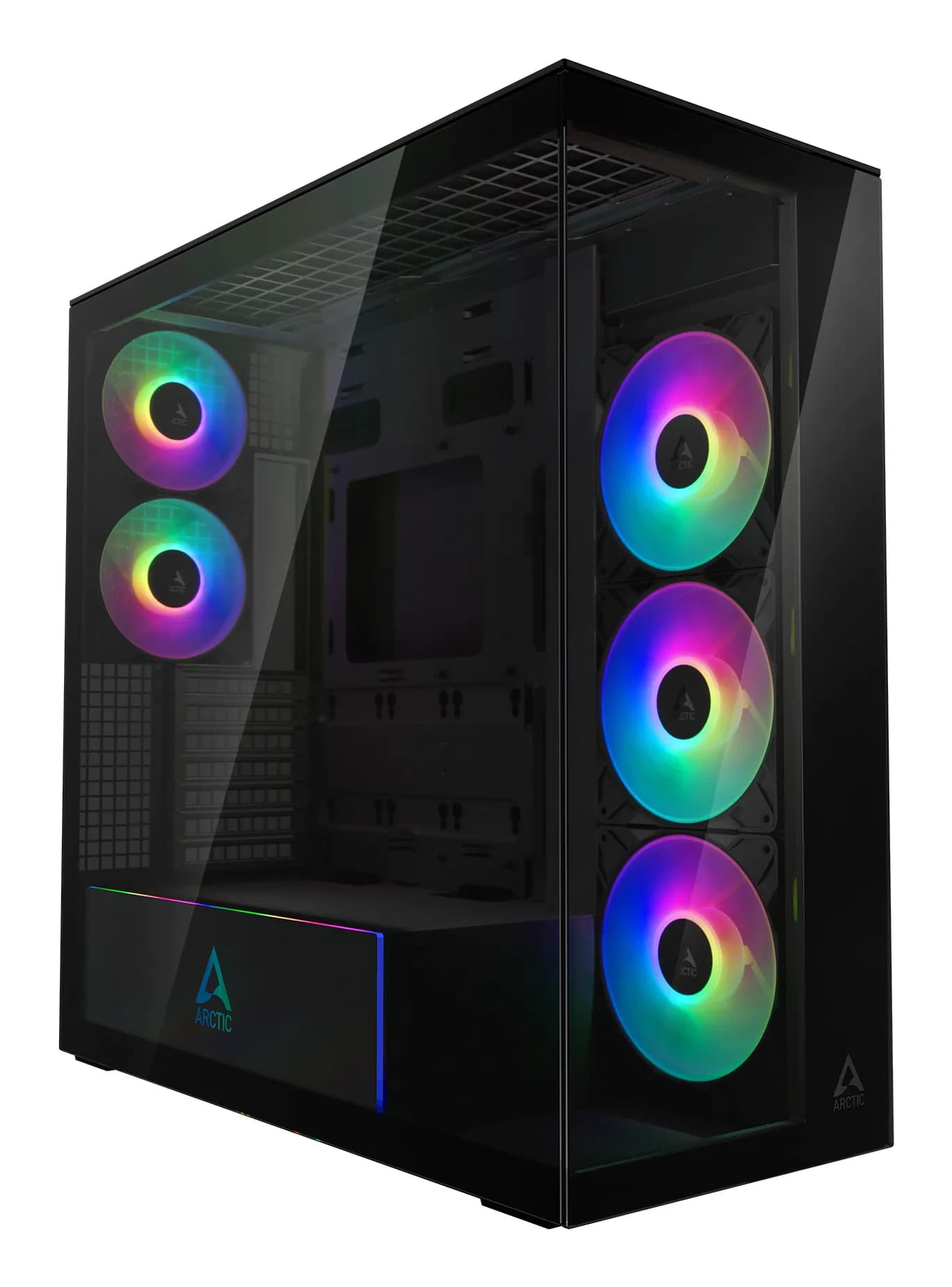Arctic Xtender -miditornikotelo ikkunalla ja RGB-valaistuksella, Mirror Black