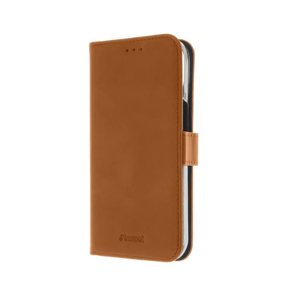 Insmat Premium Flip Case, iPhone 15 Pro Max -lompakkokotelo, Ruskea