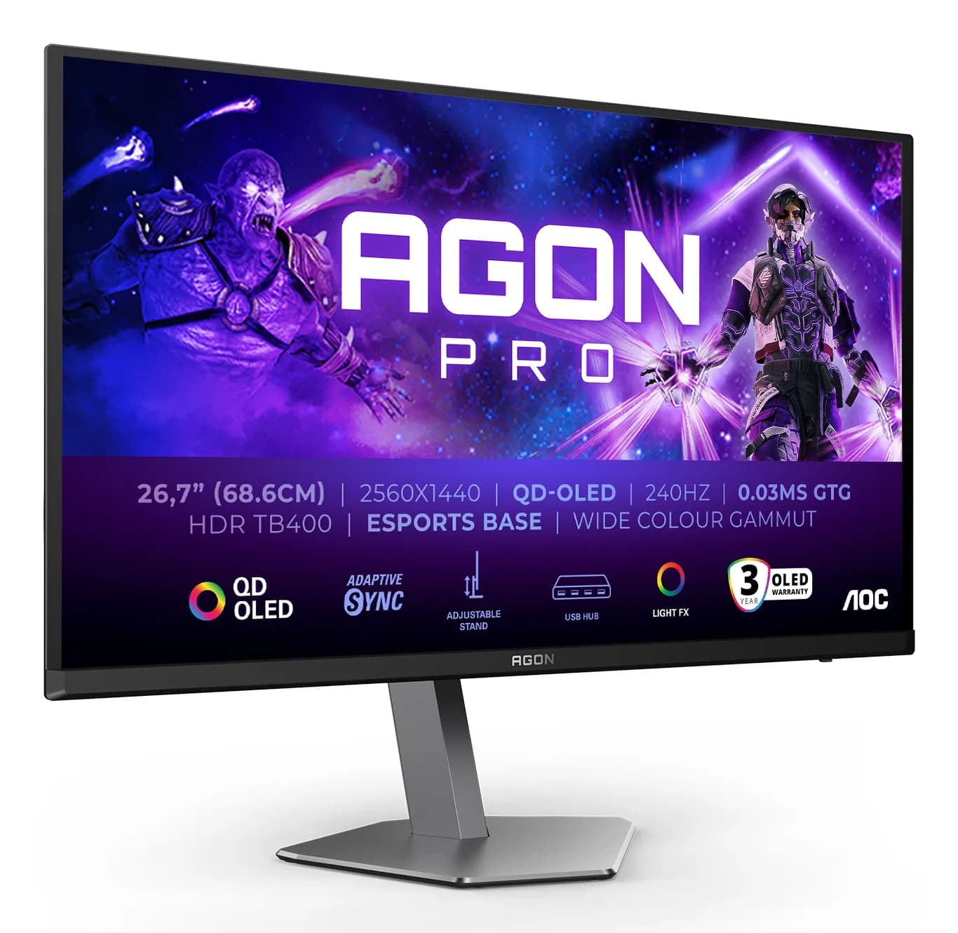 AOC AGON PRO AG276QZD2 27"" QHD, QD-OLED -pelinäyttö, 240Hz