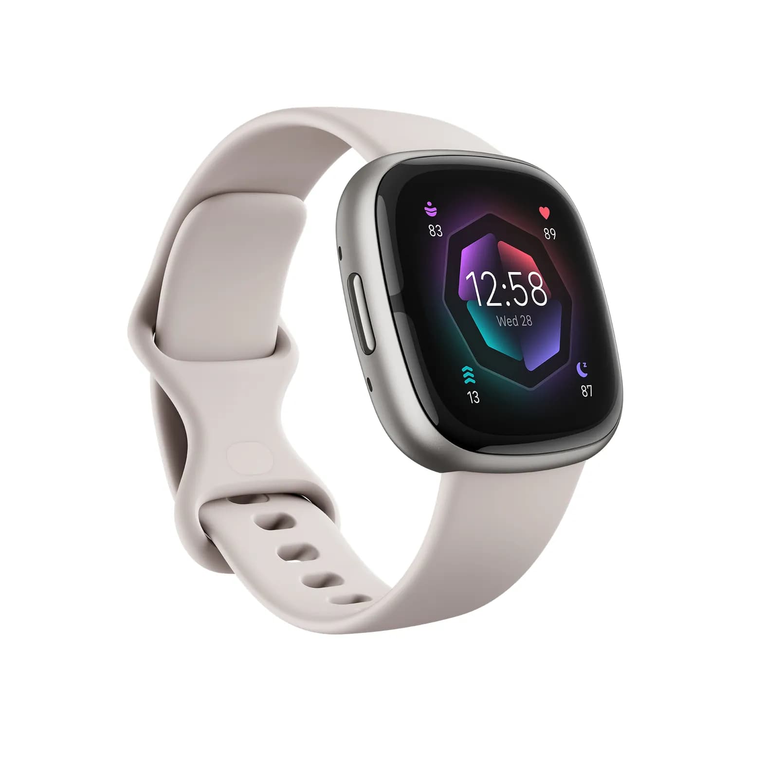 Fitbit Sense 2 40.5mm -älykello, lunar white/platinum
