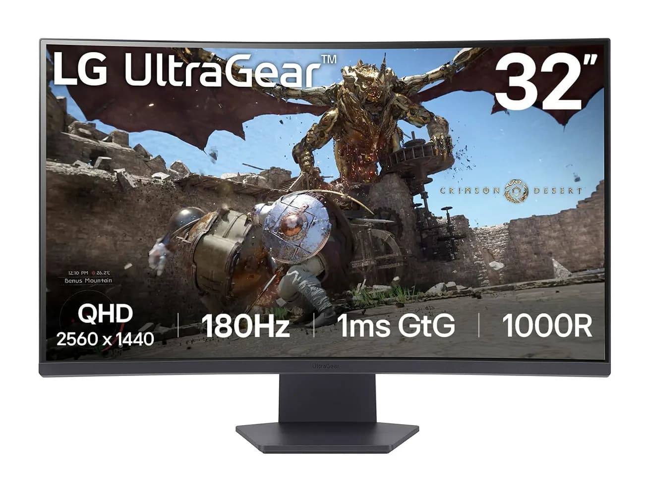 LG UltraGear 32GS60QC-B 32"" QHD, VA, 180Hz, HDR10 -kaareva pelinäyttö