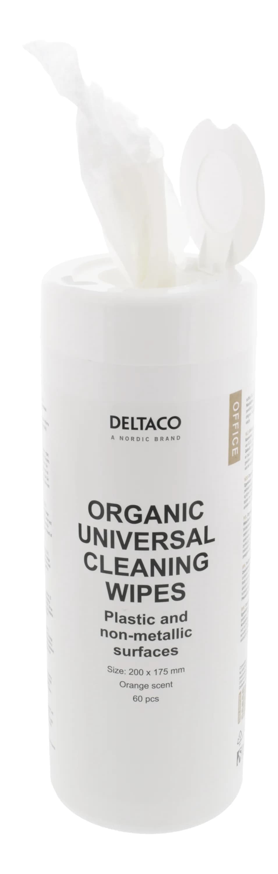 DELTACO ECO Cleaning wipes for plastic 20x17cm 60 pcs