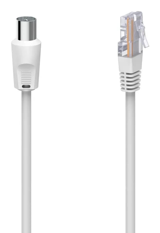 HAMA Cable Antenna 75dB Coax Plug to RJ45 Plug White 2.5m