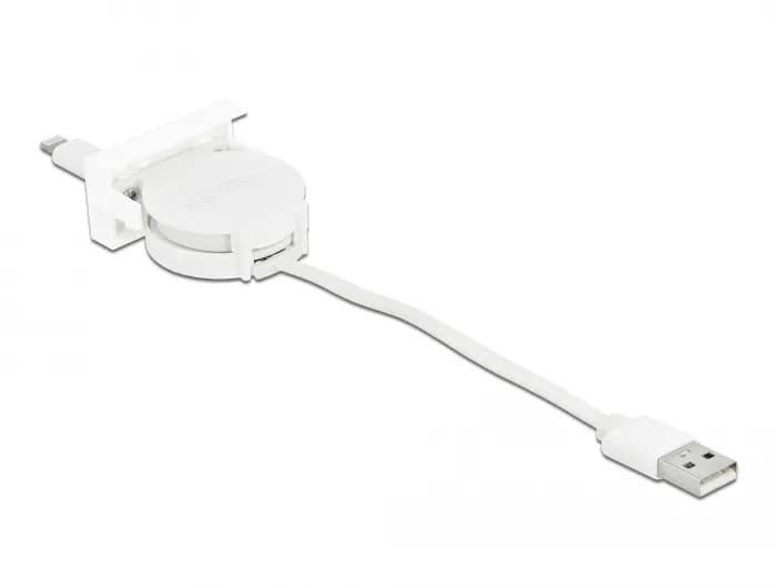 Delock Easy 45 Module USB 2.0 Retractable Cable USB Type-A to 8 Pin Li