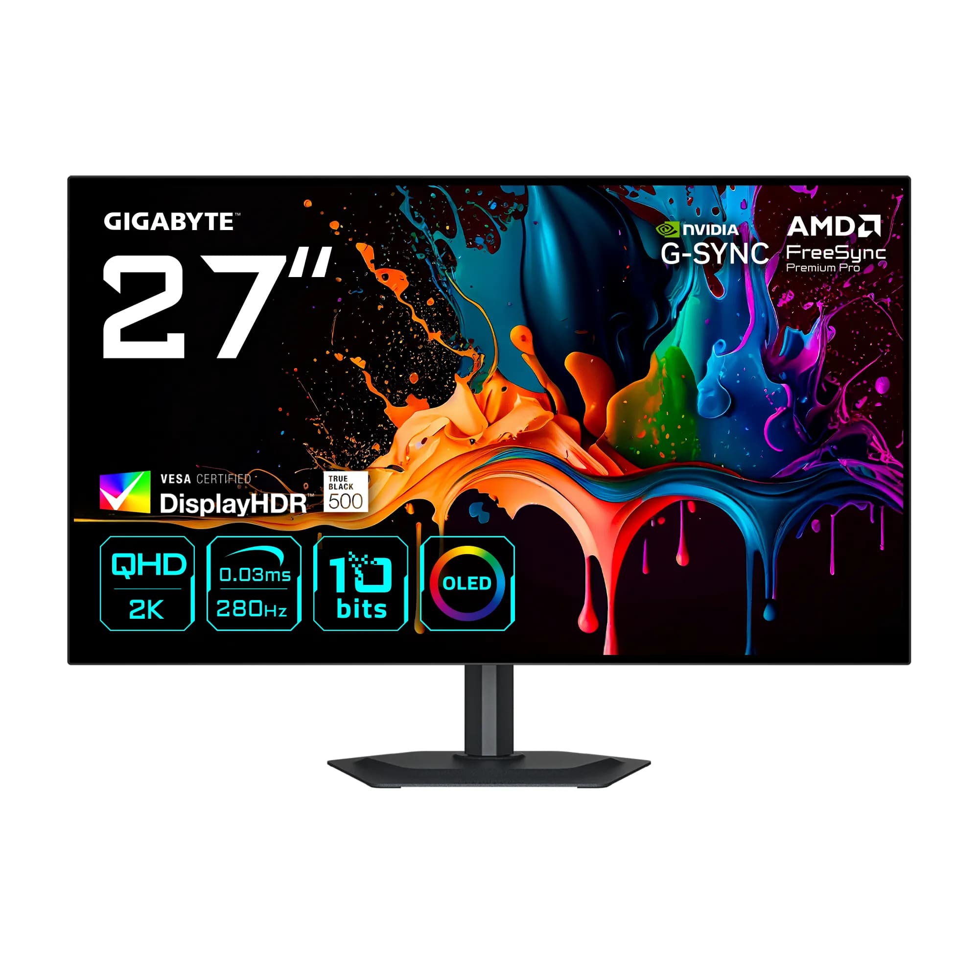 Gigabyte MO27Q28G 27"" QHD, WOLED, 280Hz, HDR -pelinäyttö, USB-C hub