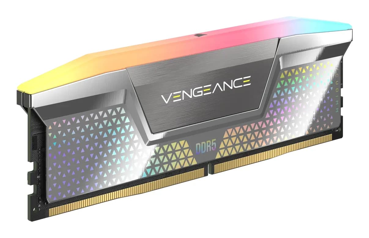 Corsair VENGEANCE RGB 48 Gt (2 x 24 Gt) DDR5 8000 MHz, CL38 -muisti, hopea (XMP)