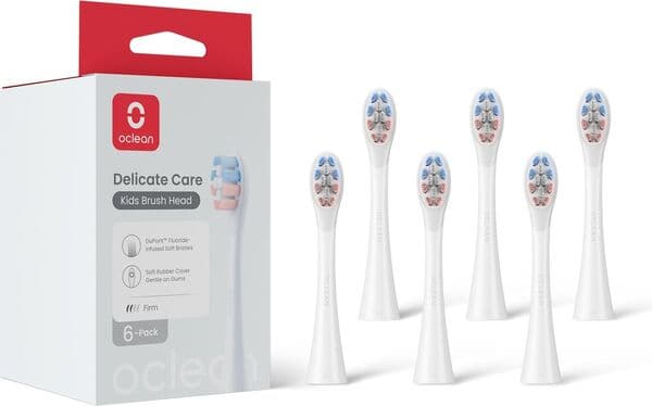 Oclean Delicate Care Kids 6 kpl -vaihtoharjaspäät, Valkoinen