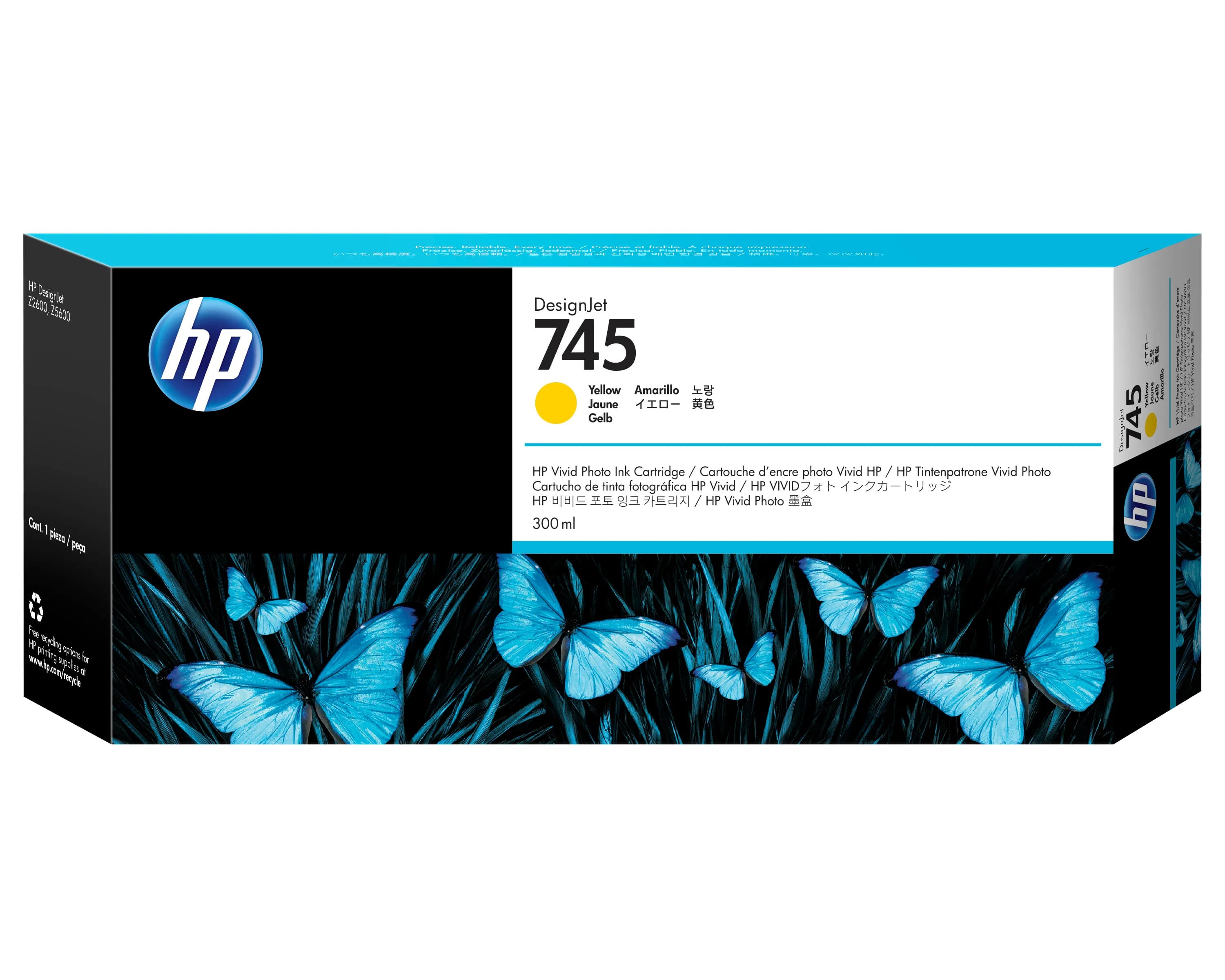 HP 745 XL-mustekasetti, 300 ml, keltainen