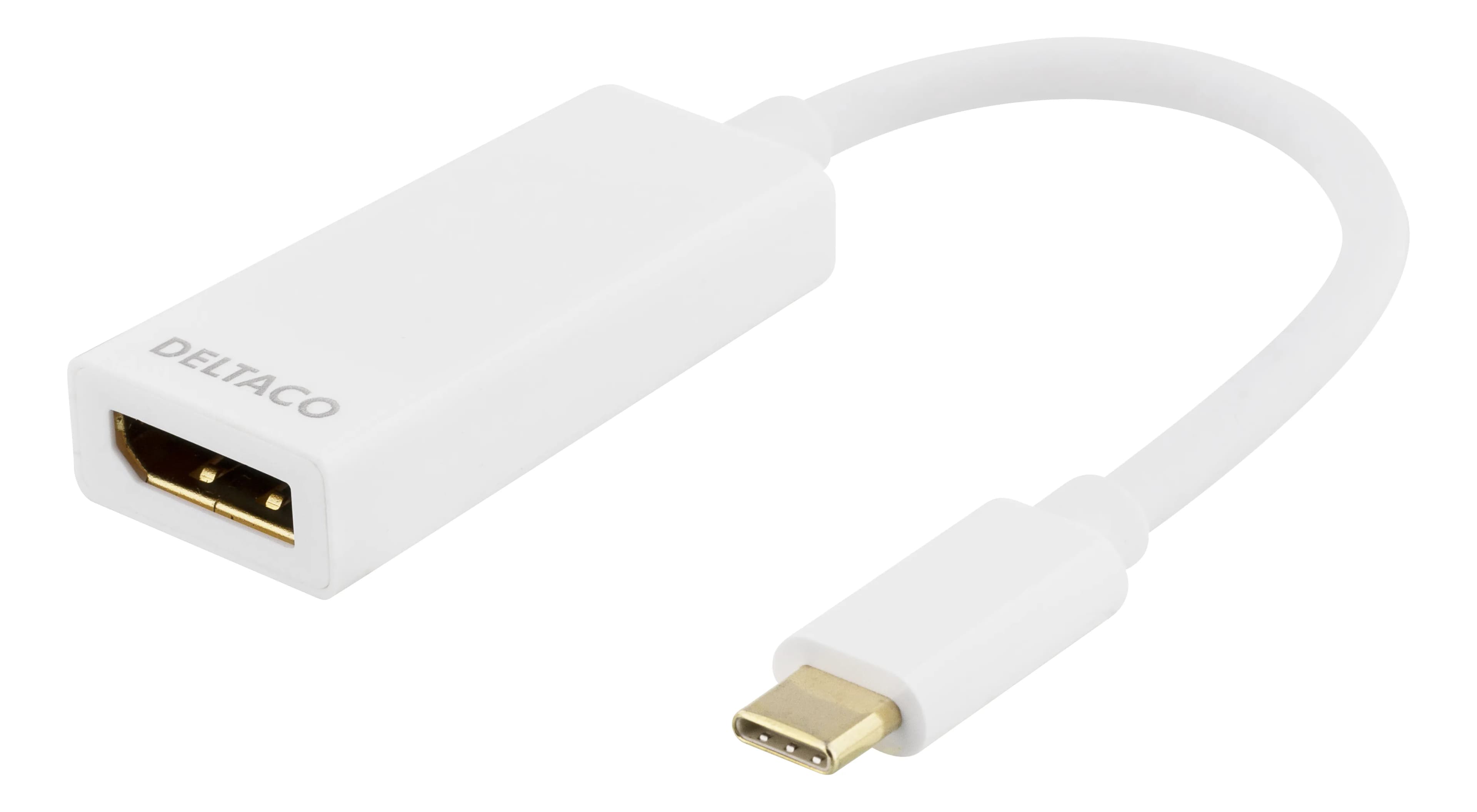 Deltaco USB-C – DisplayPort -adapteri, Valkoinen
