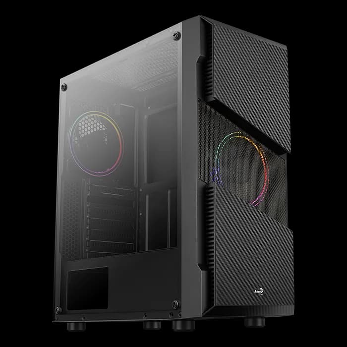 AeroCool Menace Saturn RGB -miditornikotelo ikkunalla, musta