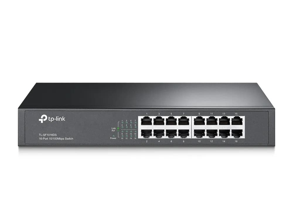 TP-LINK nätverksswitch, 16-ports, 10/100 Mbps, RJ45, 19""