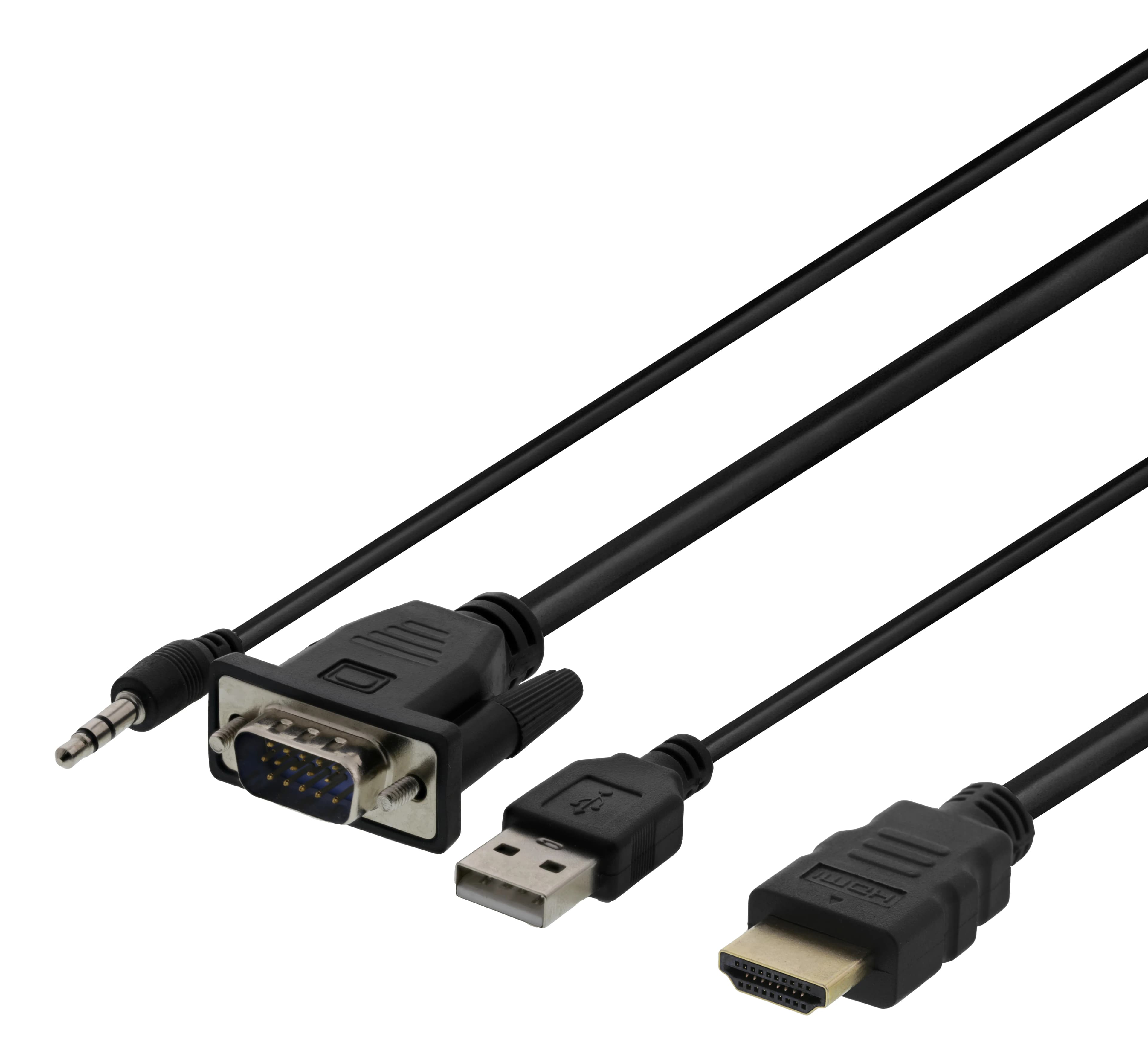 Deltaco VGA ja ääni – HDMI -kaapeli, 1 m, musta