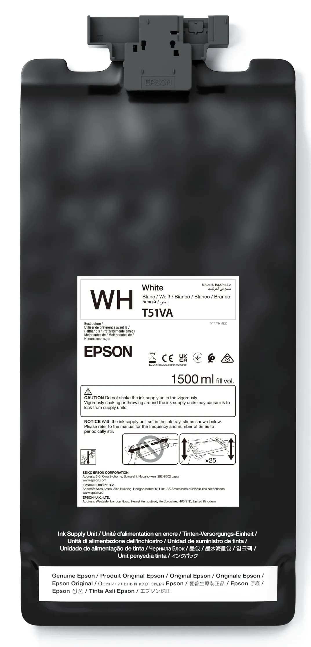 Epson UltraChrome GS3 T51VA00-mustekasetti, 1,5 l, valkoinen