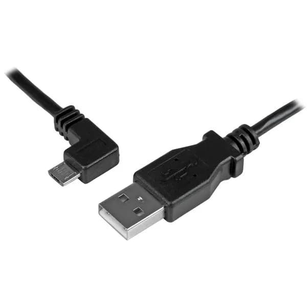 USB-A – Left-angle Micro USB -kaapeli, 0,5 m, musta