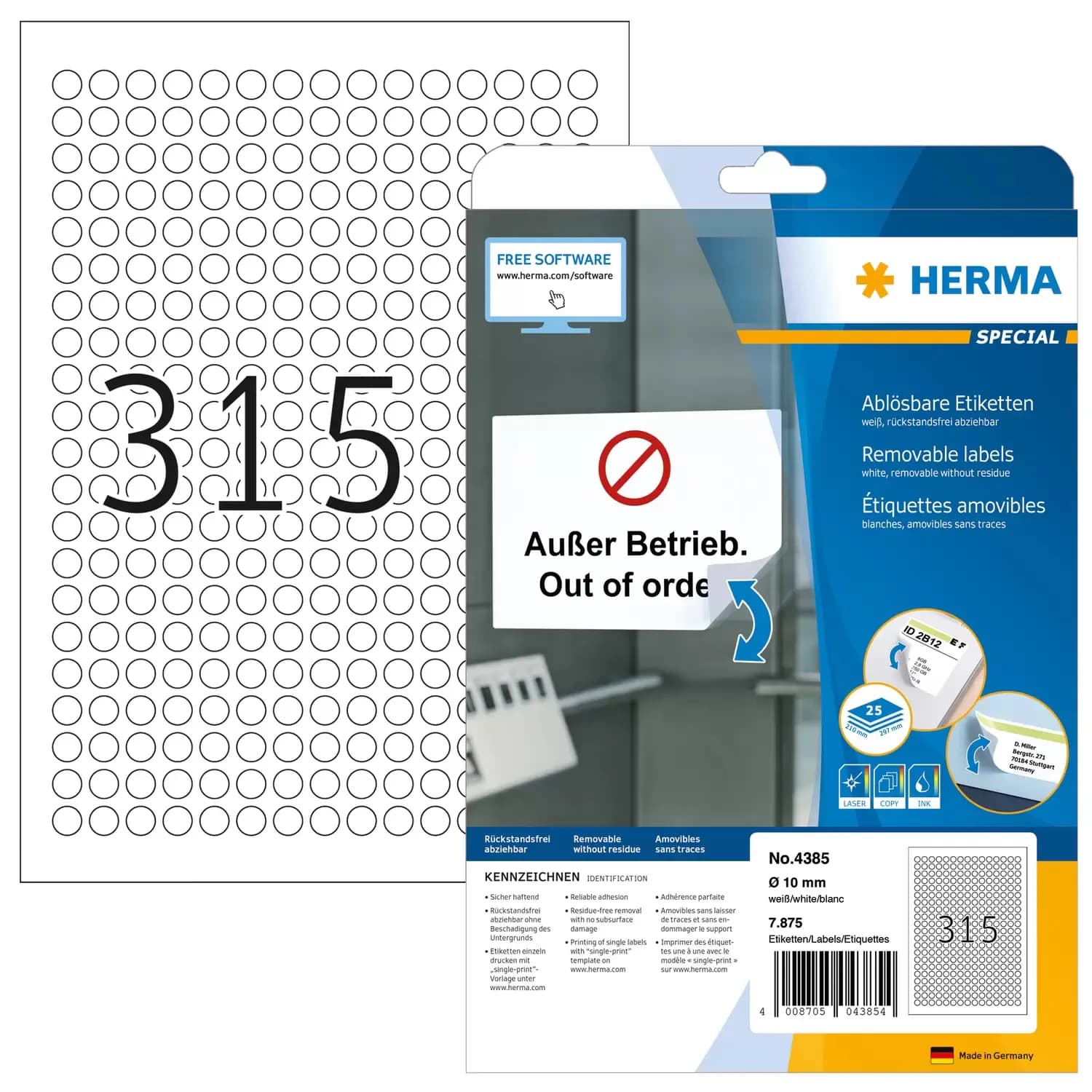 Herma label removable ø10 (7875)