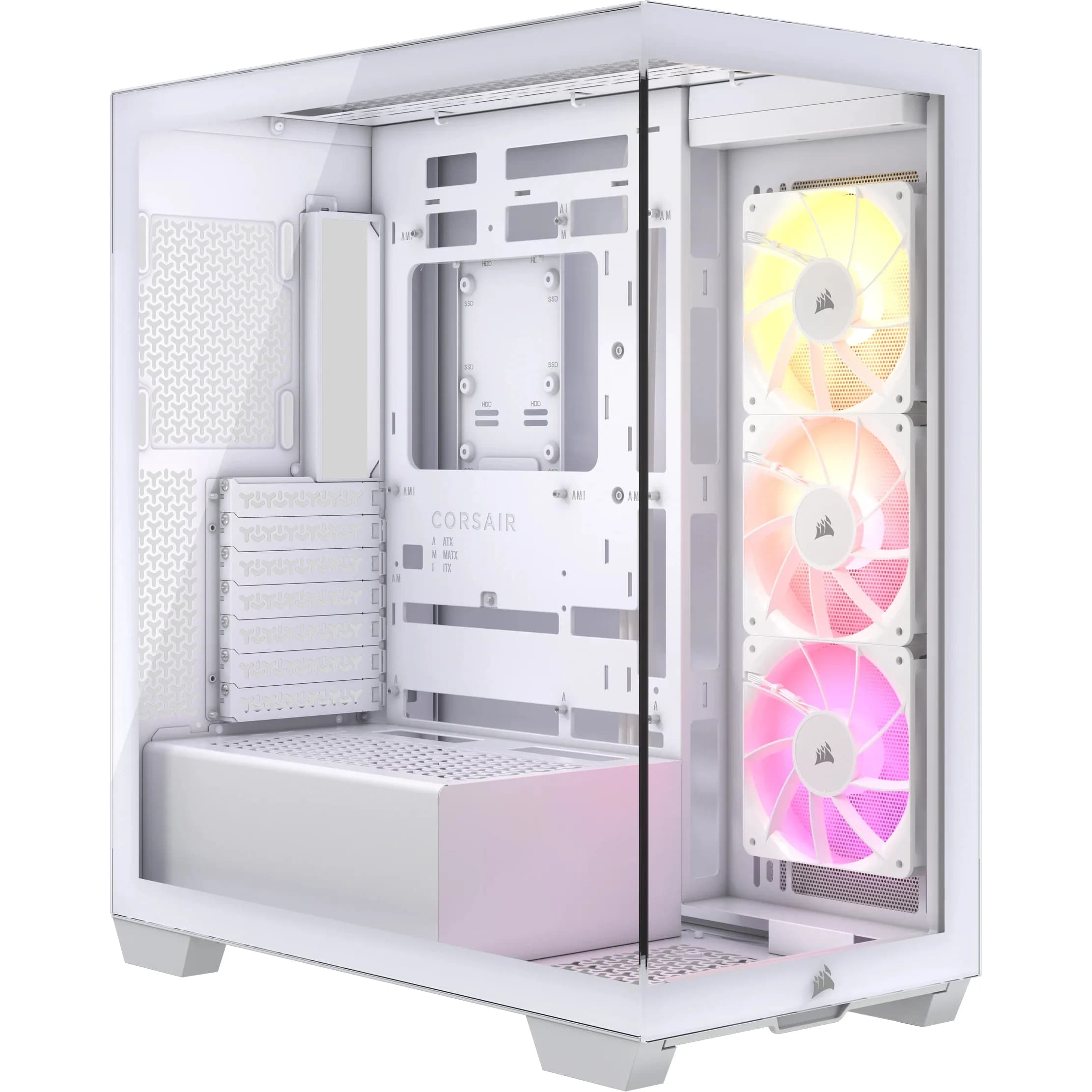 CORSAIR 3500X ARGB -miditornikotelo ikkunalla ja RGB-valaistuksella, valkoinen