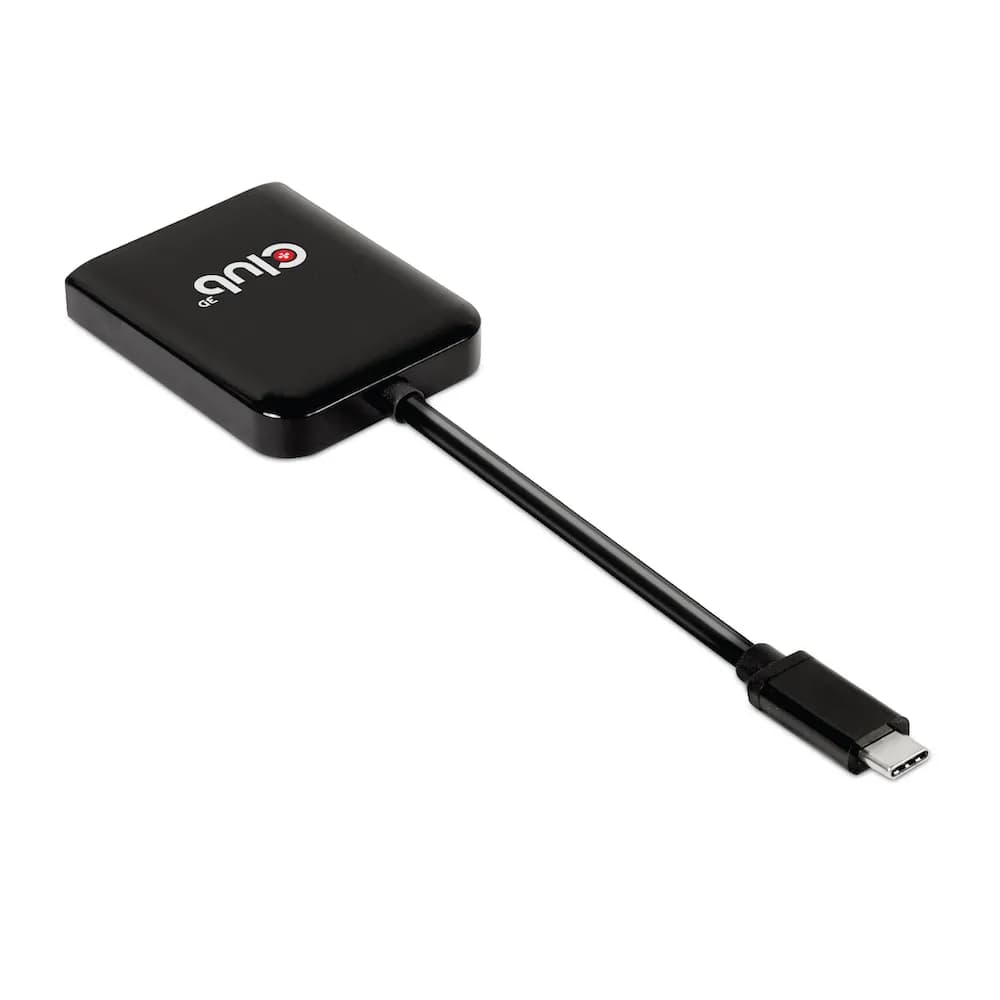 Club 3D USB-C – 2 x DisplayPort -sovitin, Musta