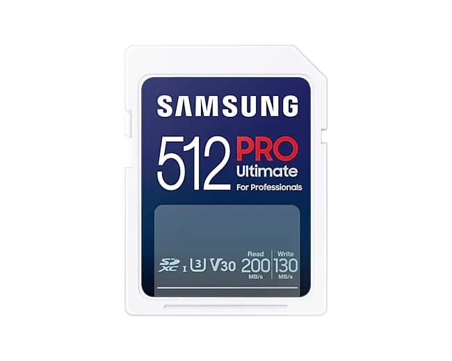 Samsung PRO Ultimate 512 Gt SDXC UHS-I U3 V30 A2 -muistikortti + SD-kortinlukija, musta/valkoinen