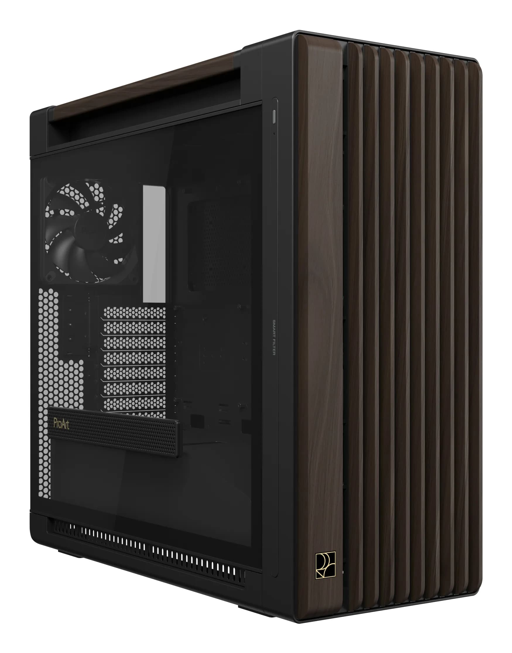 ASUS ProArt PA602 Wood Edition -miditornikotelo ikkunalla, musta, puu