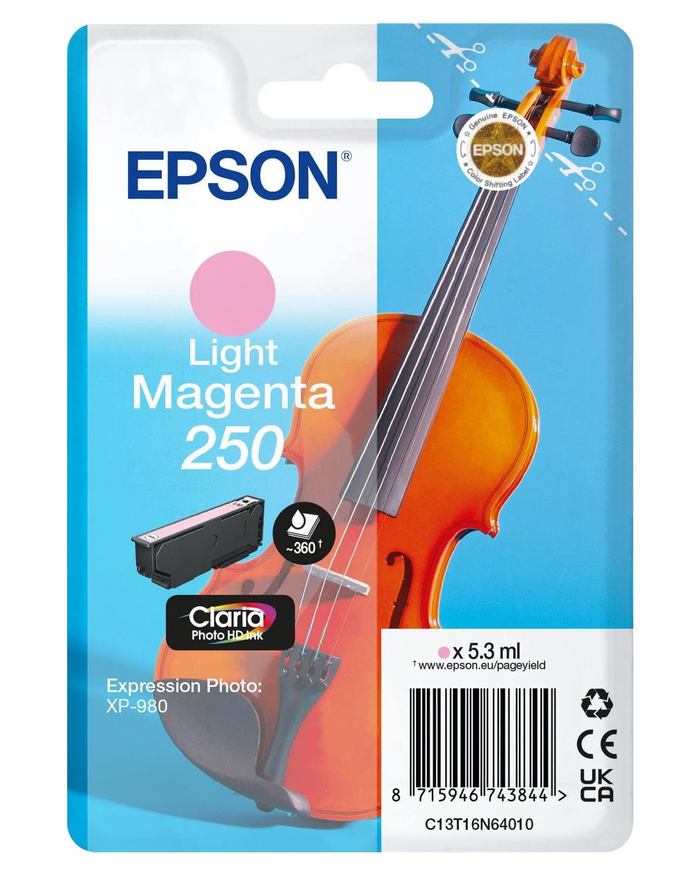 Epson 250 -mustekasetti, 5.3 ml, vaalea magenta
