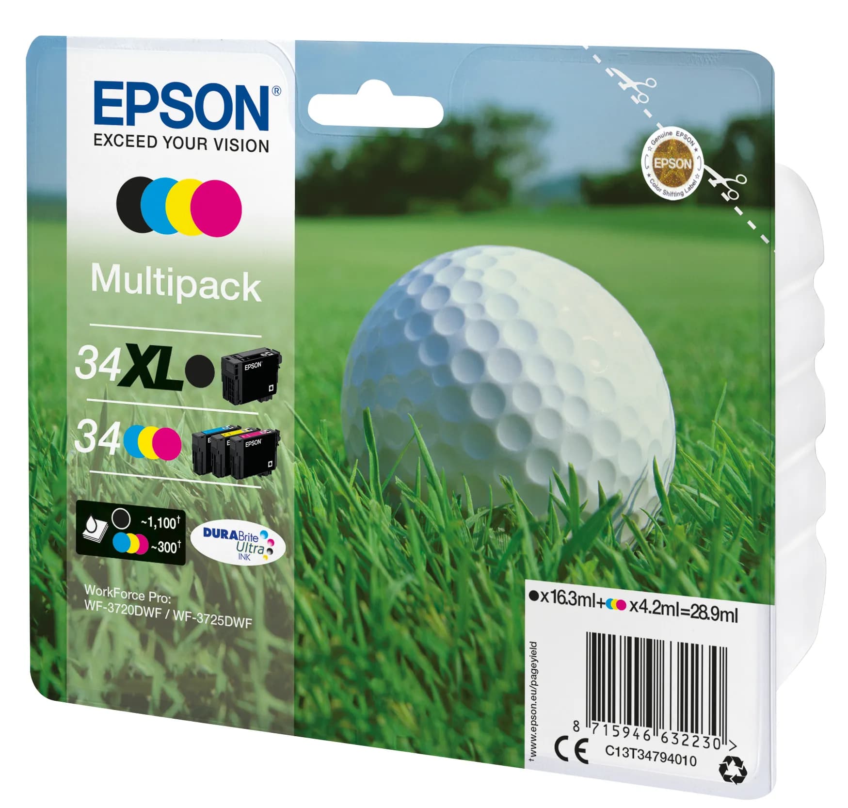 Epson 34XL -mustekasettipakkaus, musta/syaani/magenta/keltainen, 4 kpl