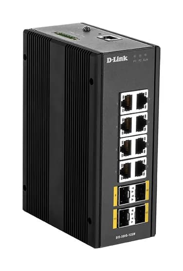 D-Link Administrerad Switch, 12-portar, Gigabit, PoE, SFP, värmetålig,