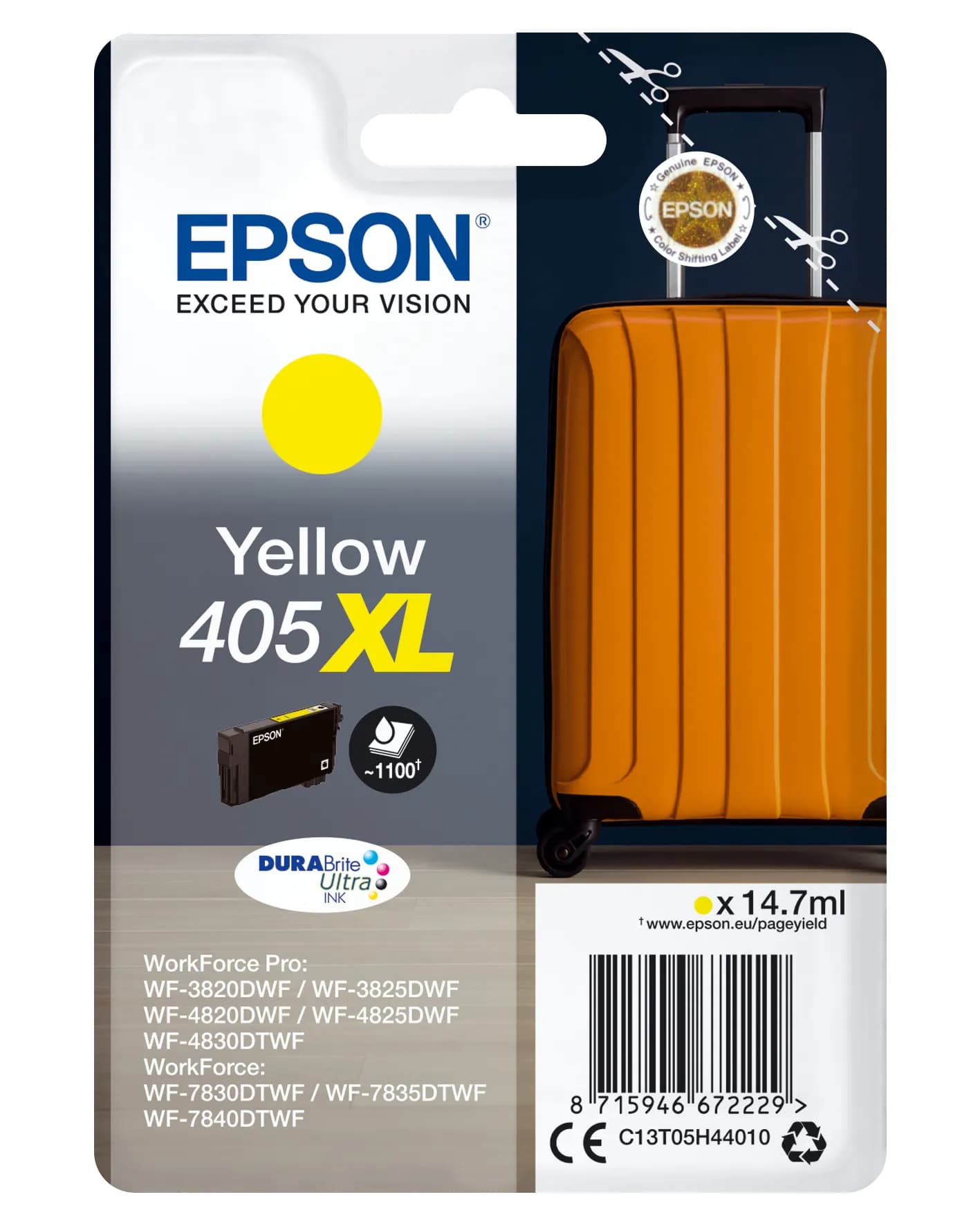 Epson 405XL -mustekasetti, 14.7 ml, keltainen