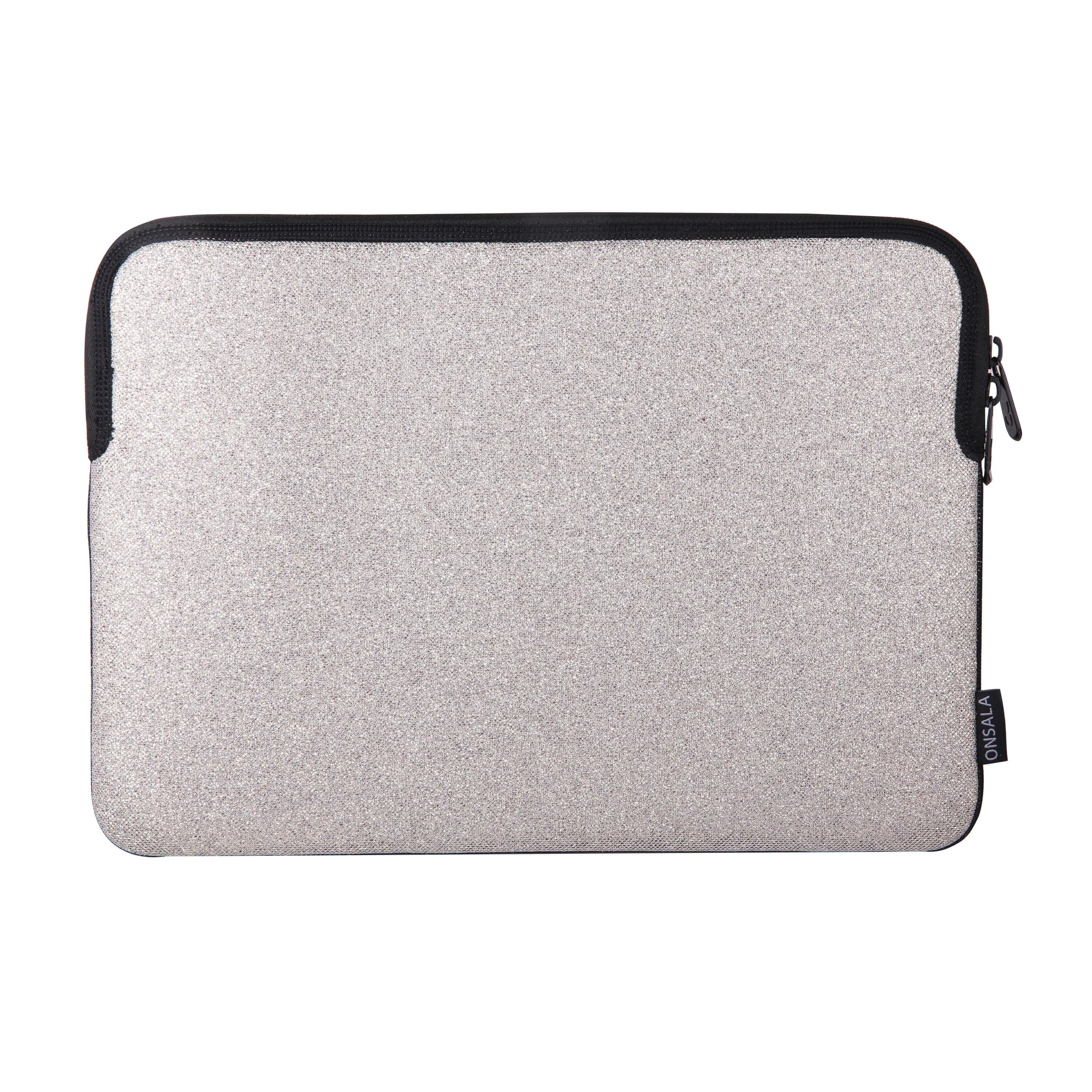Onsala Sleeve Glitter -suojatasku, hopea, 14""