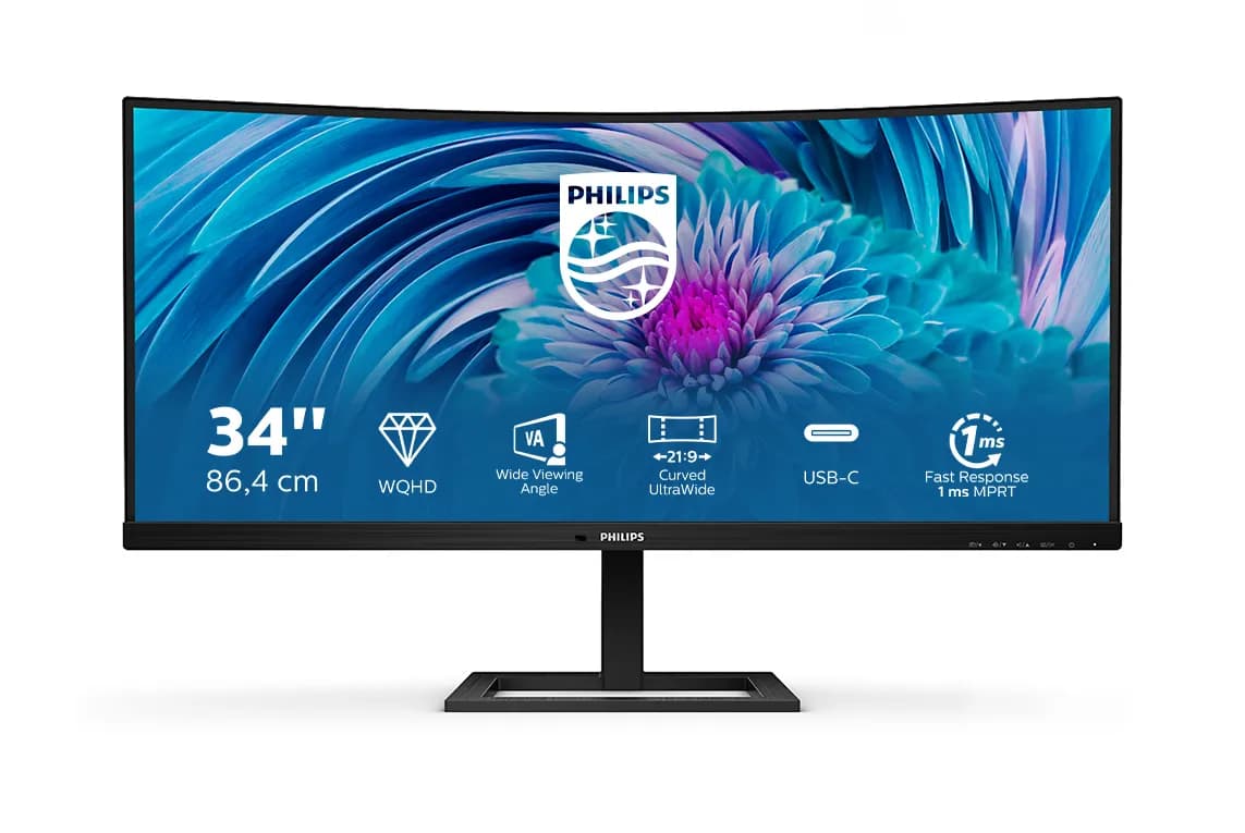 Philips E-Line 346E2CUAE/00 34"" UWQHD, VA -kaareva näyttö, USB-C hub