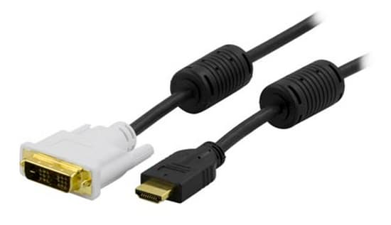 Deltaco HDMI – DVI-D -kaapeli, 3 m, musta/valkoinen